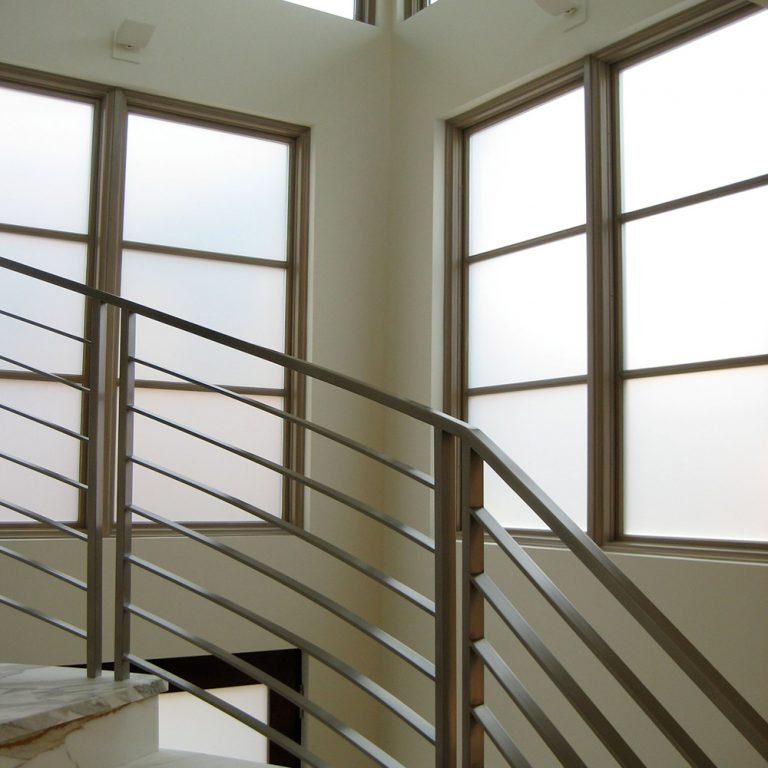 large windows with frosted glass film