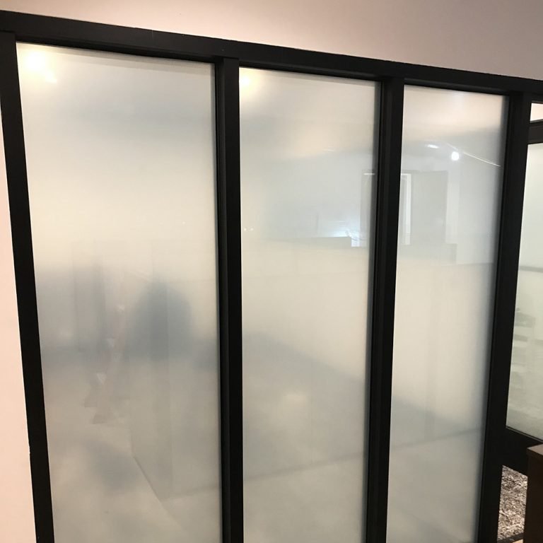 office interior with frosted window film