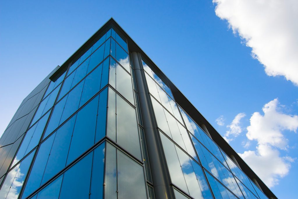 tall office building with window film