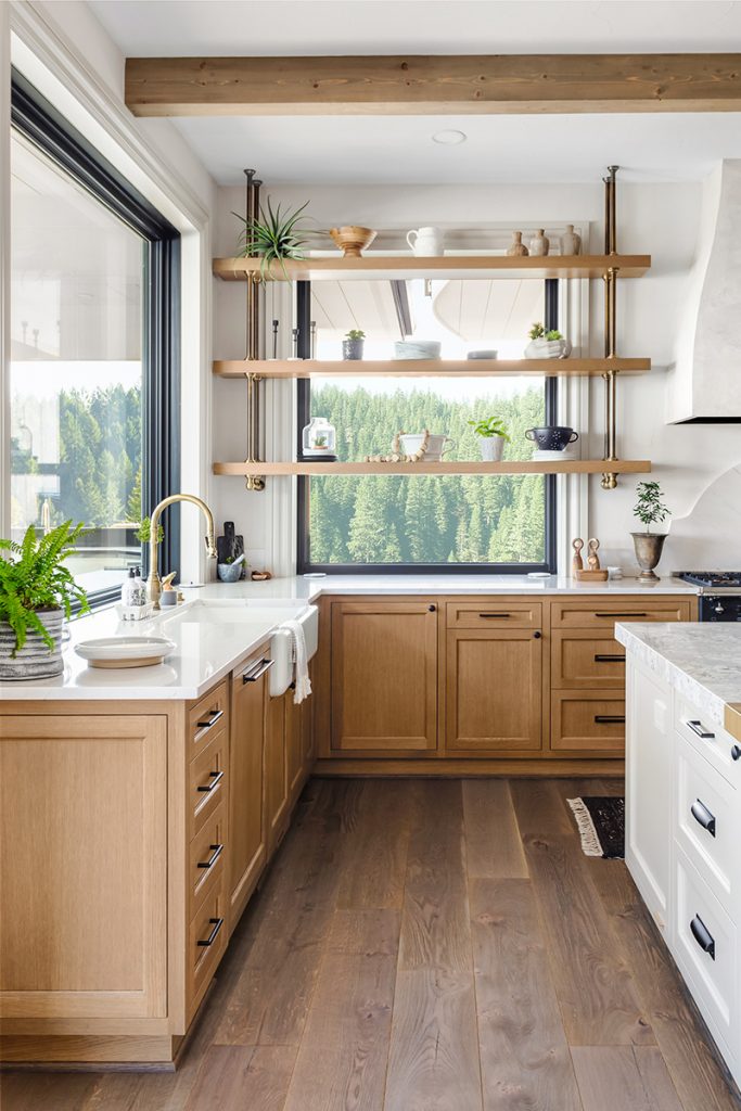 modern kitchen with large windows